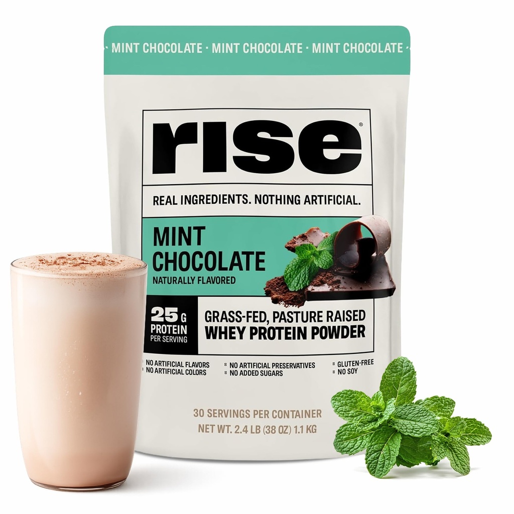 Rise Grass-Fed Whey Protein pulver - Mint sjokolade | 25g Protein Ingen kunstige flavors, farger eller preservatives - sukkerfri, glutenfri, soya gratis (2,4 lbs)