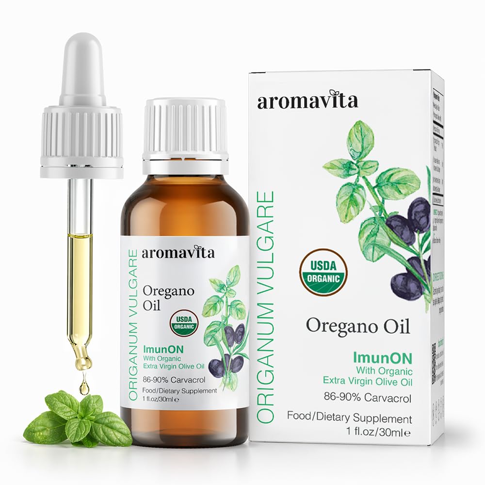 Imunon Organic Grekisk Oregano oljedråper – Ekstra styrke 86-90% Carvacrol – Kraftig immun- og digestiv støtte – 200 serveringer – 100% ren, vegansk, ikke-GMO, glutenfri – 1 fl oz (30 ml)