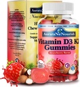D3 K2 Vitamin 10000 IU, sukkerfri vitamin D3 K2 Gummies w. Pro & Pre, Chewable vitamin D3 og K2 (MK-7) Kosttilskudd for bein, tenner, immun, hjerte og digest helse, kalsium absorpsjon丨 Plantbasert