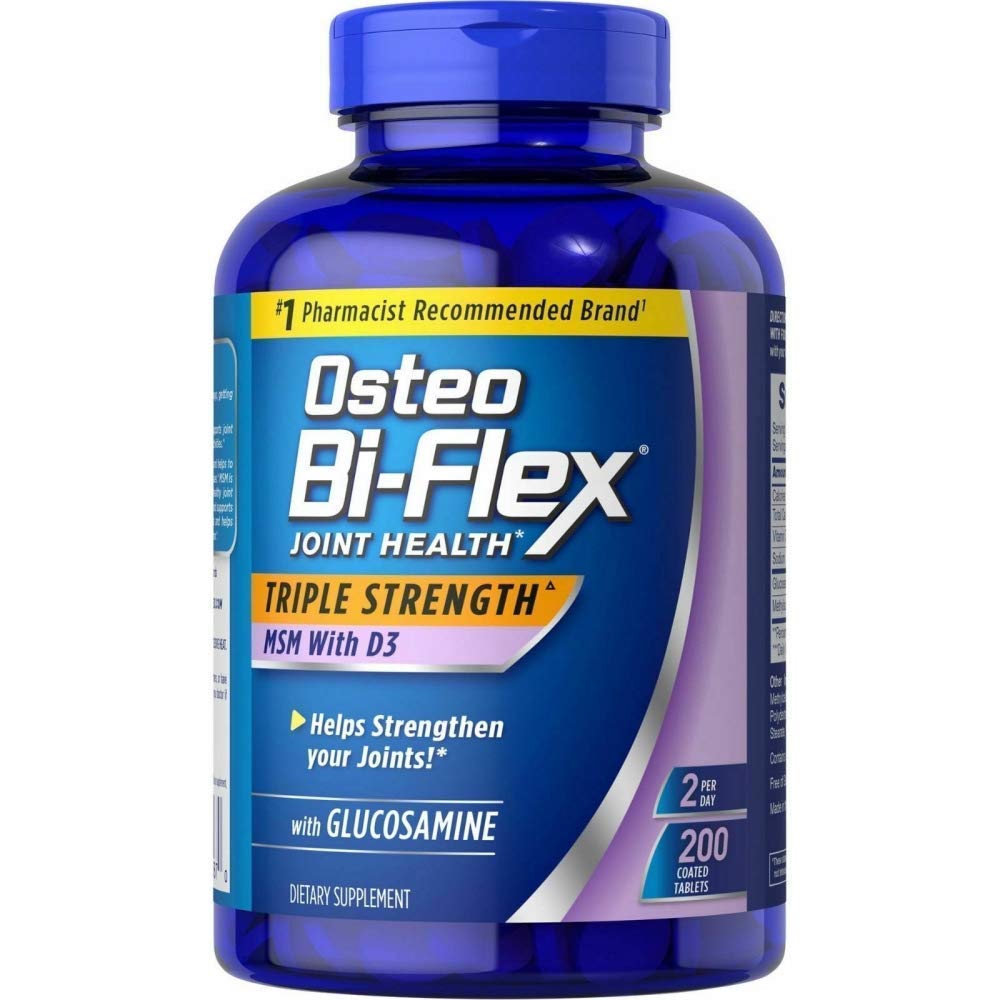 Osteo Bi Flex Supplement Glukosmin 1500 Mg vitamin D 1000IU (200 greve), 200Count 1 pakke
