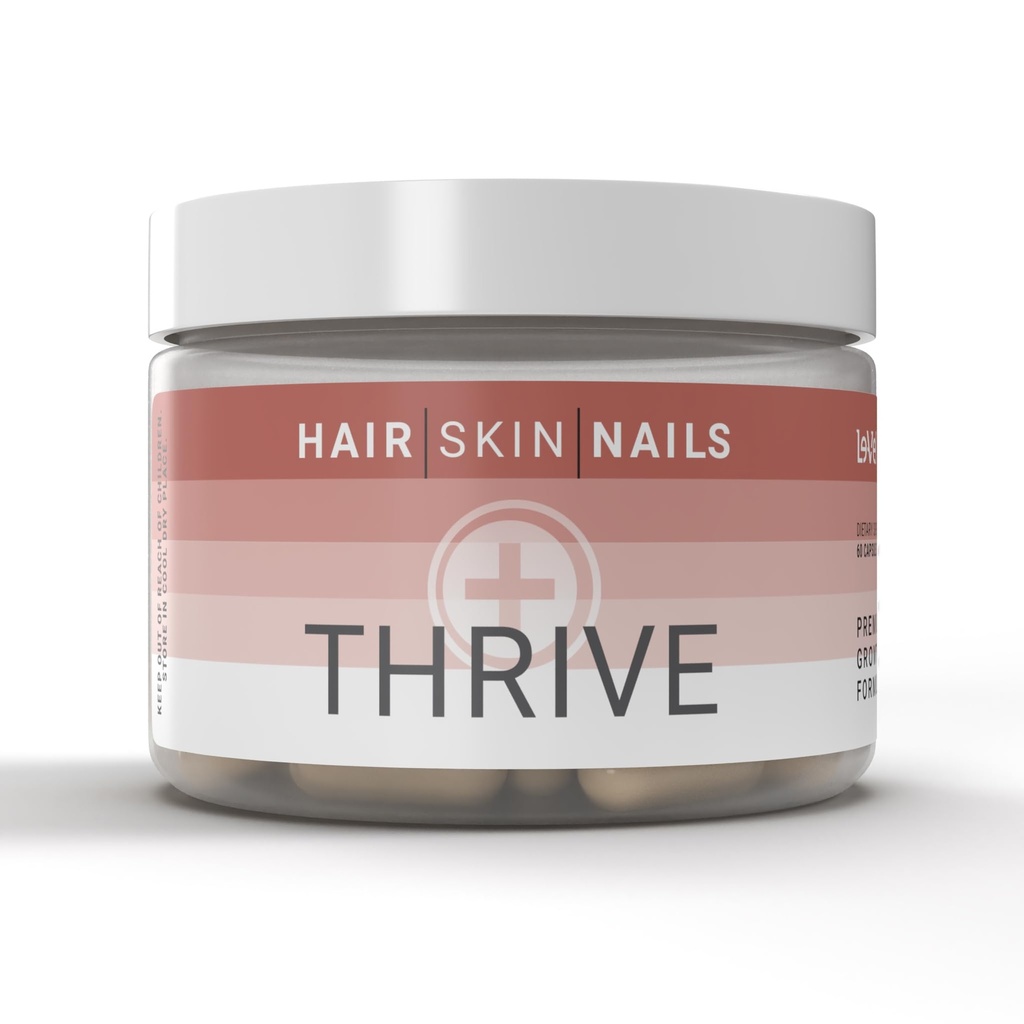 Le-Vel Thrive, Premium kollagen med biotin 3500mcg, vitamin C, sink og gurkemeie – hår, hud, negler, ledd – Hydrolysert marine kollagen, Ashwagandha, keratin, organisk Kelp 60 kapsler