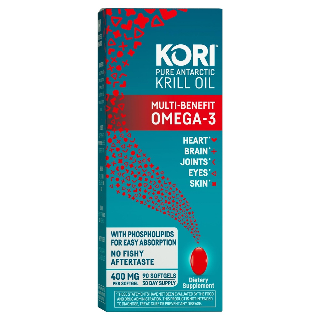 Kori Krill olje Omega 3 Supplement, Antarktis krillolje med superior absorpsjon vs fiskeolje alternativ, 400 mg Softgels, 90 Softgels, EPA & DHA