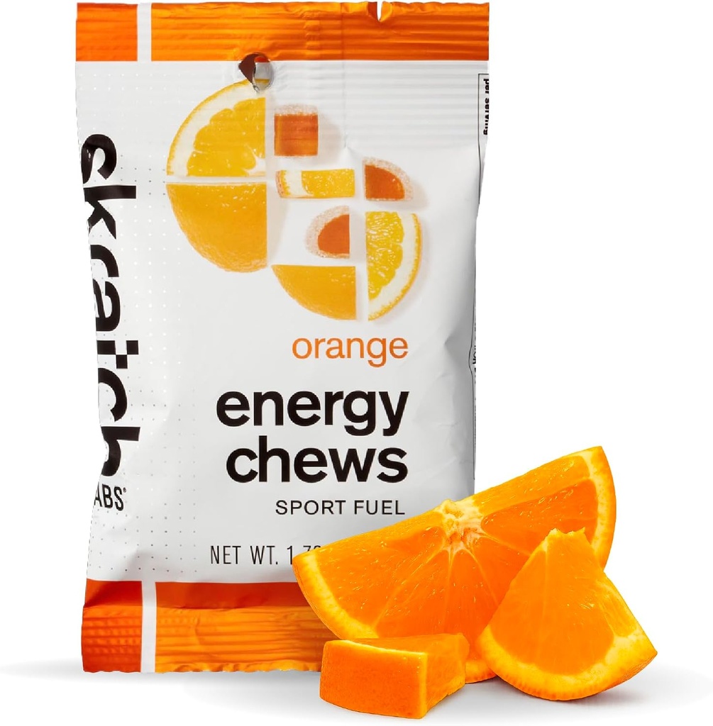 Skratch Labs Energi Chews | Gummies for løp, sykling og idrettsytelse | Gel Alternative | Orange (10 pakke) | Glutenfri, Vegansk
