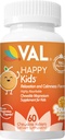 VAL Kids Magnesium | Calm + Focus Formula | 100 mg Mg (Glycinate, Citrat, Taurate) + B6, D3, C | Sukkerfri, Ikke-GMO | Fun Chewable Tabletter | Orange Flavor | 60 Ct