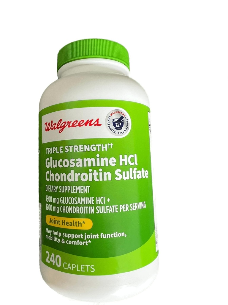 Walgreens Glucosamine Chondroitin Triple Styrke 1500 mg Glucosamin HCL 1200 mg Chondroitin - 240 Caplets