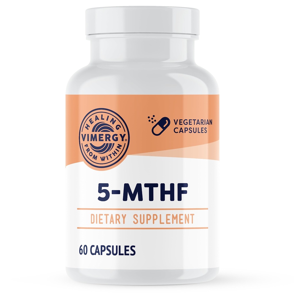 Vimergy 5-MTHF-kapsler – 60 Serveringer (1 Kapsel/Serving) 8500mcg L-Metylfolat Glukosamin og 500 mcg vitamin B12 Supplement – Bioability Folate Supplement for kvinner og menn Vegan 5 mthf (60 ct)