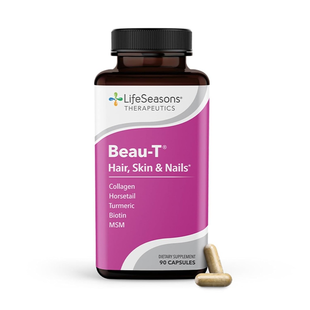 LifeSeasons Pausitivi-T med Beau-T & Aldersløs hudpleie - Menopause Support Supplement - Relief for Hot Flashes, Hormone Imbalance & Night Sweats - Sage, Chasteberry, Soya Isoflavoner & Black Cohosh