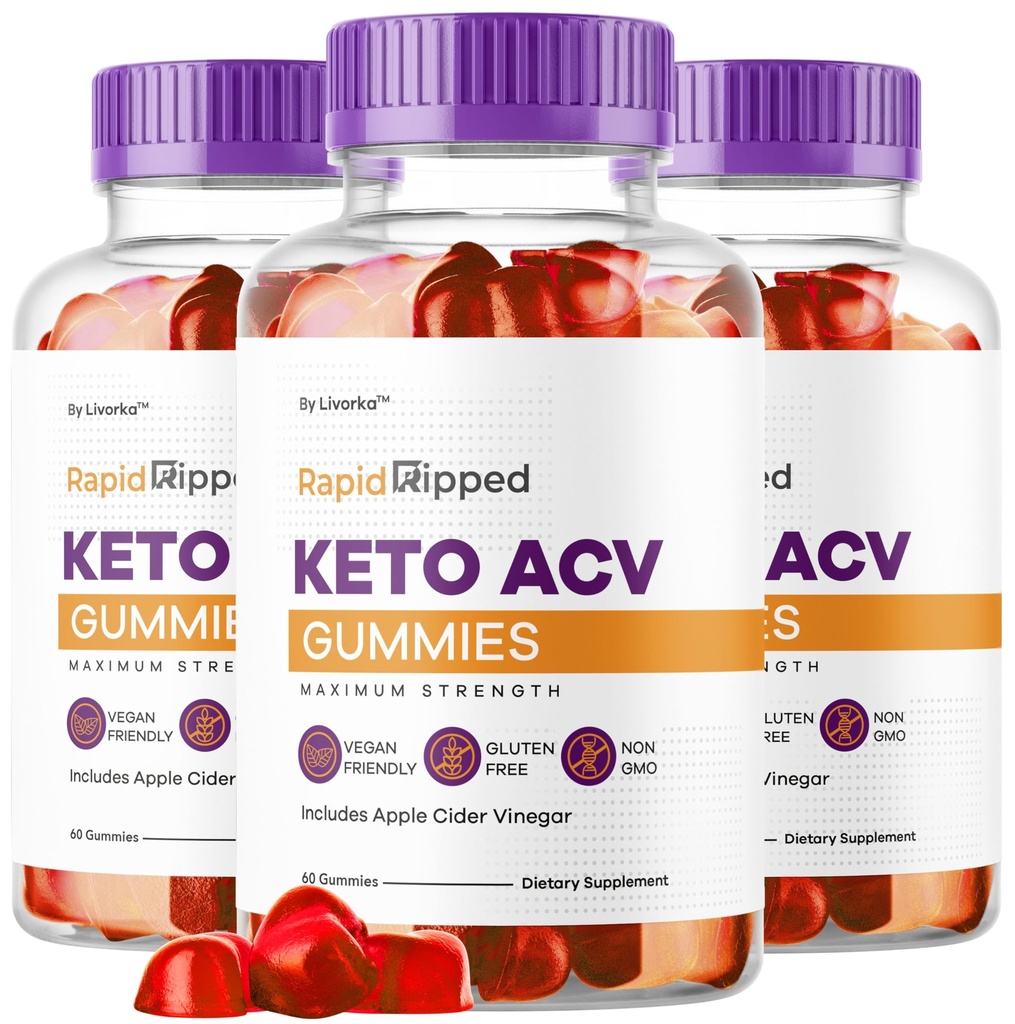 (3 Pack) Rapid Ripped Keto ACV Gummies Advanced Formula 1050MG, RapidRipped Keto Apple Cider Vinegar Gummie, RapidRippedKeto og ACV Gummys Support, 180 Gummies i 3 måneder
