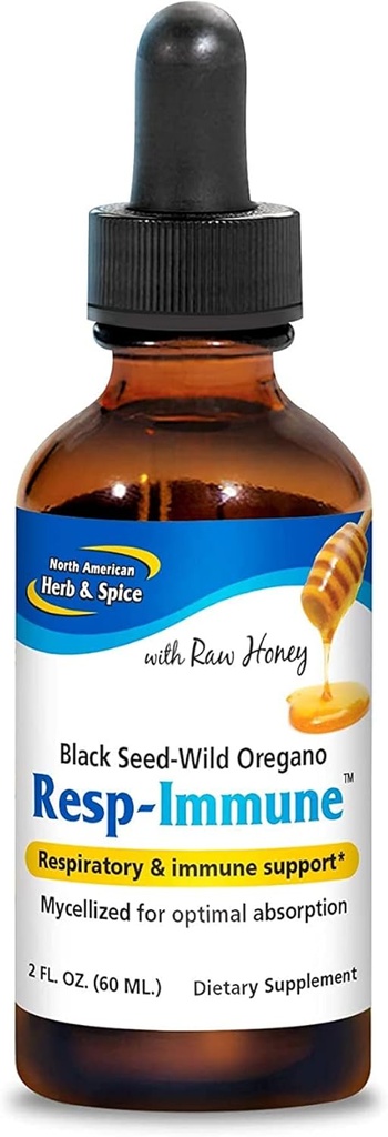 NORTH AMERIKAN HERB & SPICE Respons-Immune - 2 oz - Respirasjon og immunstøtte - Black Seed, Oregano P73 Olje & Rå Honning - Mycellized for optimal absorpsjon - Ikke-GMO - 39 Tjenester