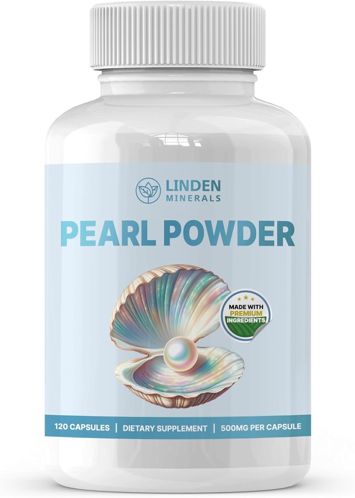 Perle pulver Supplement 500 mg, 120 kapsler - naturlig kilde til kalsium og aminosyrer, anti-aldring antioksidanter for hudpleie, ikke-GMO