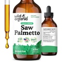 Wild & Organic Saw Palmetto Tinktur - så Palmetto Ekstrakt Supplement for menn og kvinner - flytende pulverbaserte dråper - Serenoa Repens Berries - Vegan, sukker og alkohol-fri - 4 fl oz