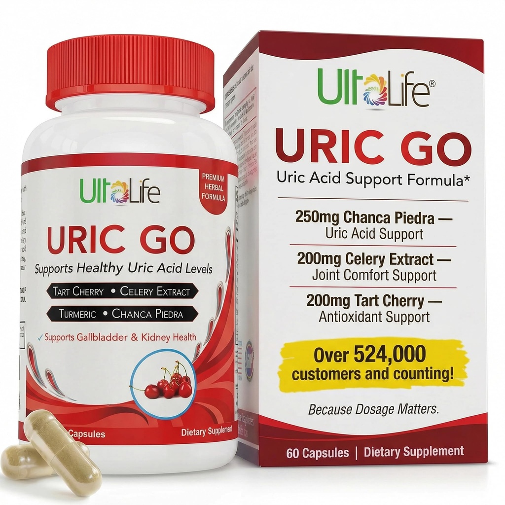 # 1 URIC GO Uric Acid Cleanse Support Supplement for G.O.U.T - Naturlig Nyre Cleanse Detox Formula Chanca Piedra, Celery Seed, Tart Cherry, Cranberry, Pomegranate, Turmeric, Vegansk Non-GMO 60 Kapsler