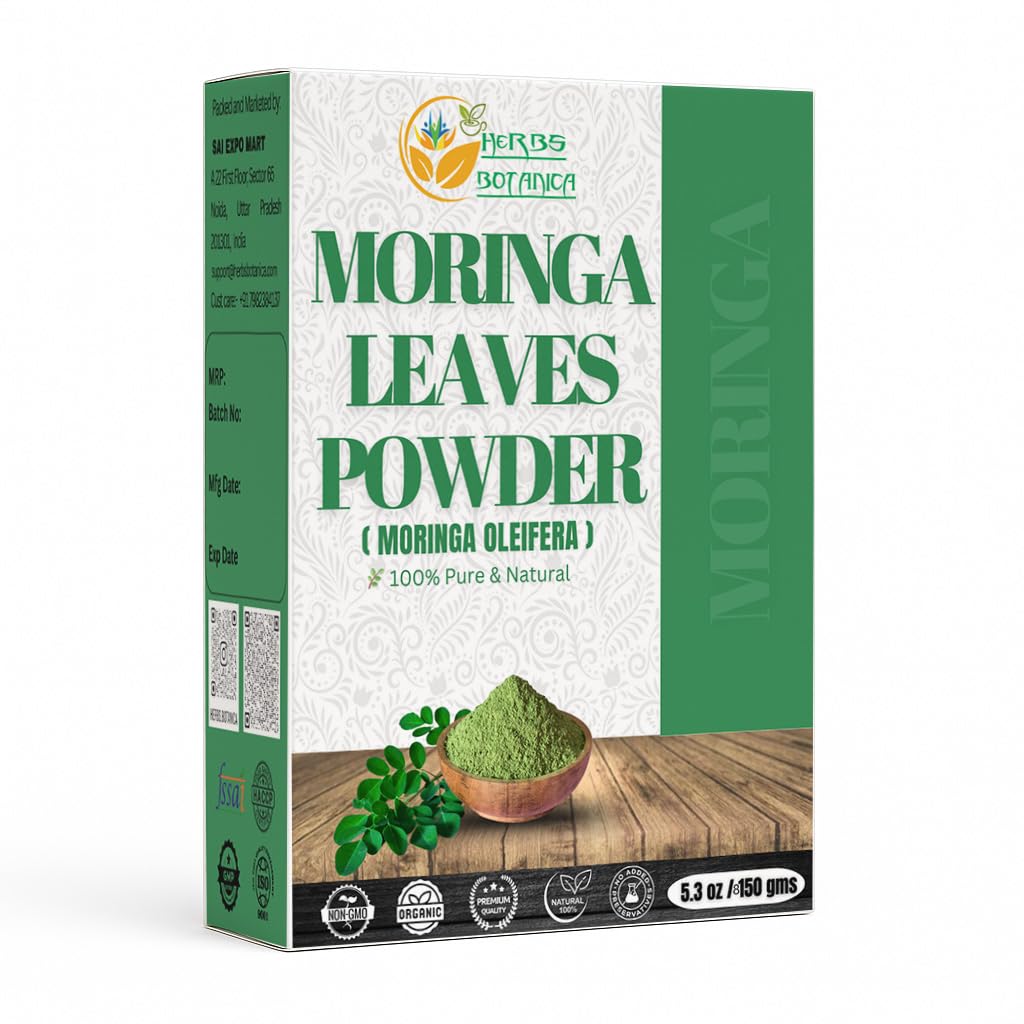 Urter Botanica Moringa Leaf pulver etterlater olifera ren premium indisk pulver naturlig fersk morgen drikke vitaminer og immun vitamin supermat 5.3oz Pakke