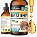 BIO KRAUTER Immun Support Mushroom Supplement - Lions Mane, Shiitake, Tyrkia Tail, Reishi, Chaga & Maitake flytende ekstraksjon - Mushroom Complex Tinkture - Vegansk Drops 4 Fl.Oz.