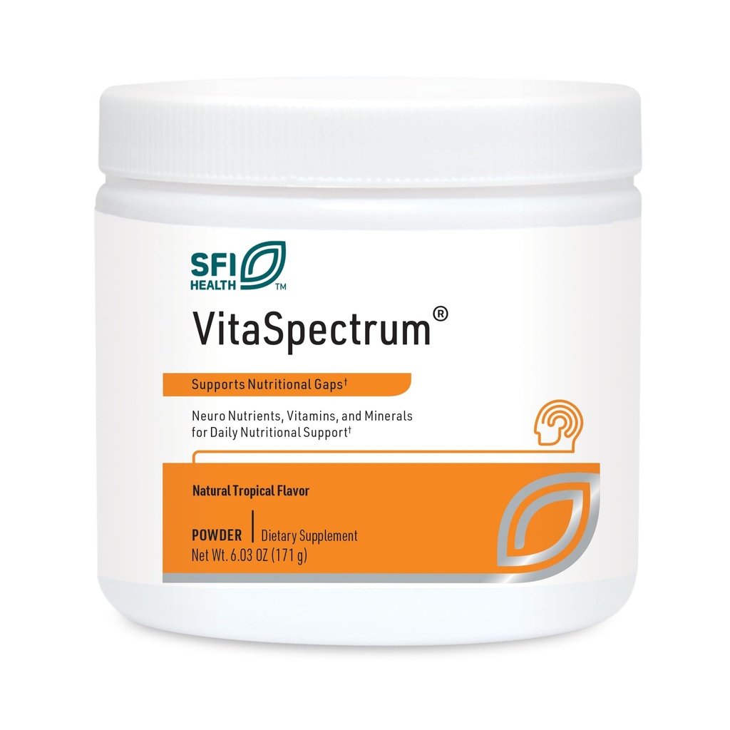 Klaire Labs SFI Health VitaSpectrum pulver - flervitamin/Mineral for barn med 23 essensielle næringsstoffer, Tropisk Flavor for barn, ingen kobber, jern, gluten eller kasein (171 G / 30 serveringer)