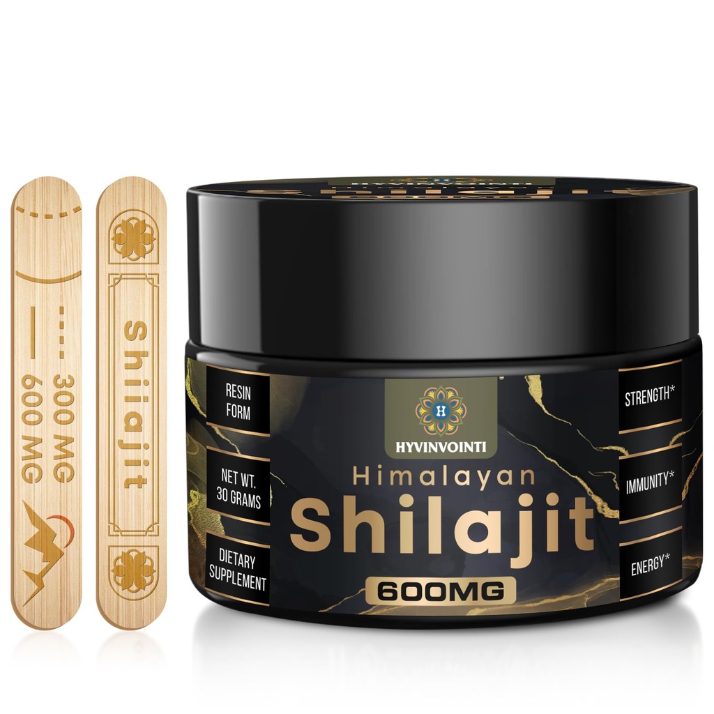 600mg Shilajit ren Himalayan Organic Shilajit Resin-Shilajit Resin Organic Gold Grade,100% ren organisk Shilajit for energi og immunstøtte,Rik i Fulvic Acid & 85+ Trace Minerals, 1 pakke