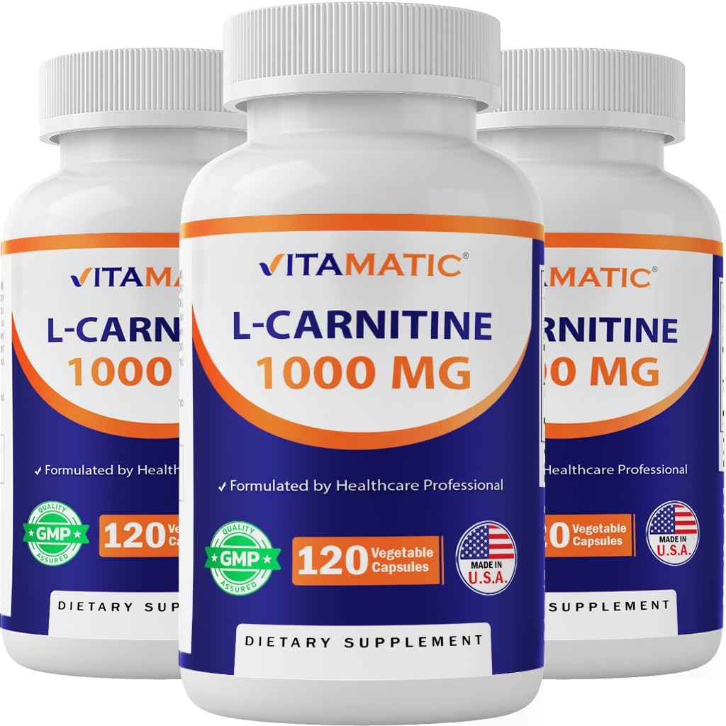 Vitamatic L-karnitin fumarat 1000 mg - 120 grønnsaker kapsler (3 flasker)