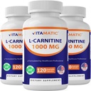 Vitamatic L-karnitin fumarat 1000 mg - 120 grønnsaker kapsler (3 flasker)
