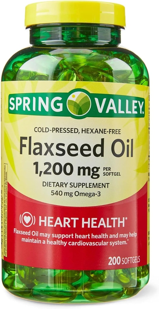 LLK Flaksfrø Olje Softgels Diett Supplement, 1200 mg, 200 greve
