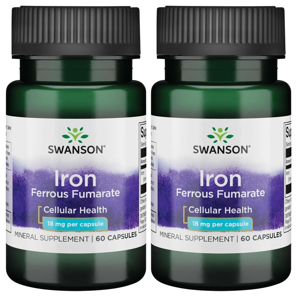 Swanson jern (ferrous fumarate) - Mineral Supplement som fremmer energistøtte - høy-konsentrasjonsformula assister i oksygenlevering og fettsyremetabolisme 60 Sgels (2 pakke)