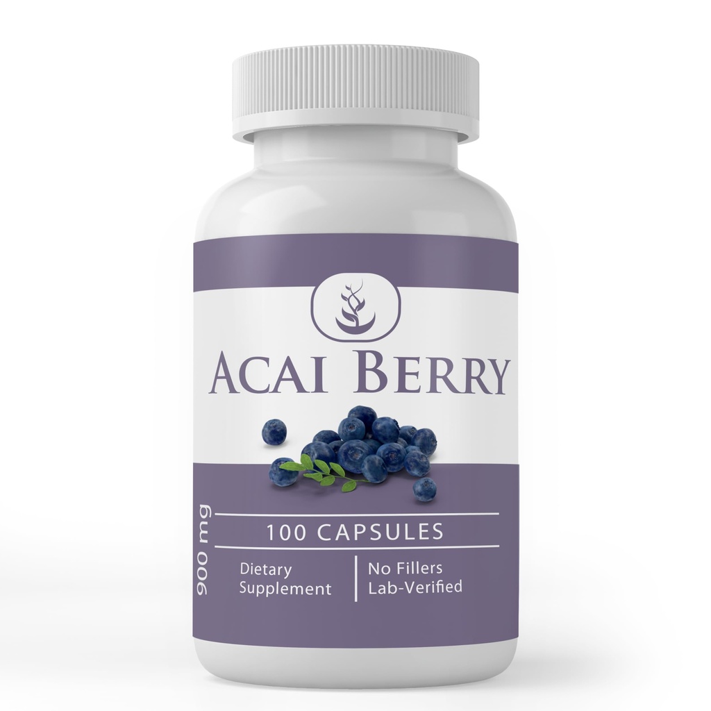 PURE ORIGINALE INGREDIENTS Acai Berry (100 kapsler) Ingen magnesium eller Rice Fillers, alltid ren, Lab verifisert