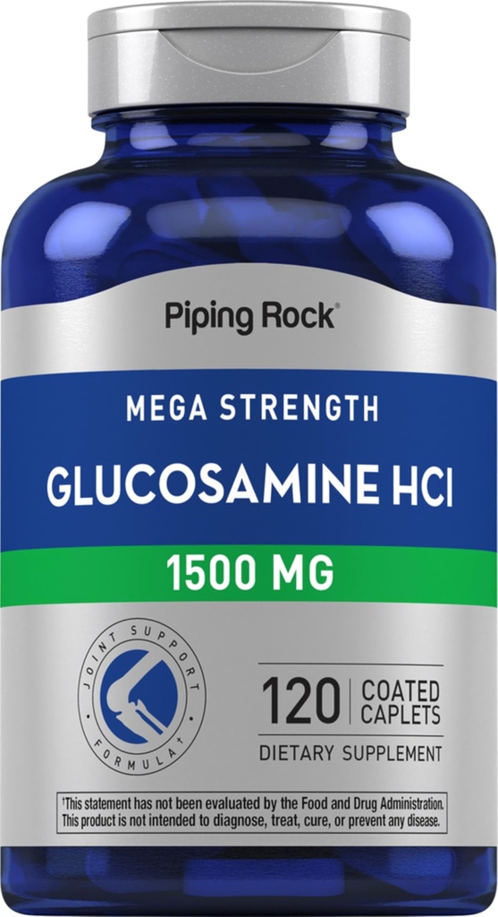 Piping Rock Glucosamine HCL 1500mg ® 120 Caplets Mega Styrke ® Ikke-GMO & Glutenfri Supplement