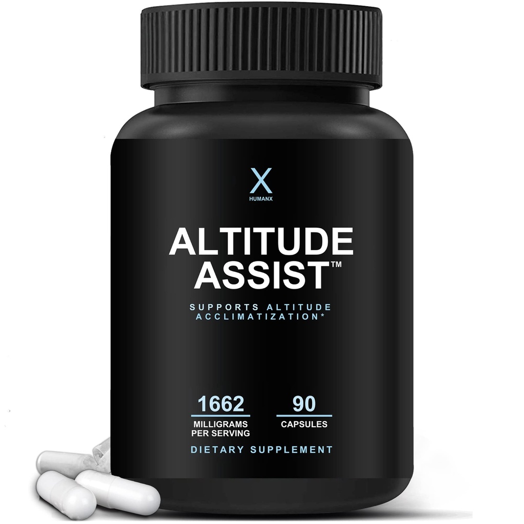 Høyde Assist - Høyde Sykdomsforebygging - Relief for Fjellsport (Skiing, Snowboarding, Climbing) - Ikke GMO, Vegan, Keto - Formula for akklimasjon, Høyde Sykdomstilskudd - av HumanX