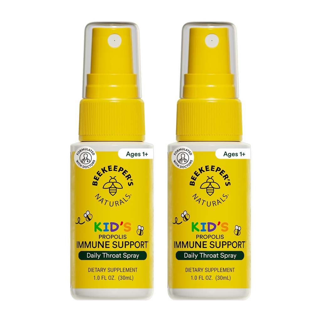 Beekeepers Naturals Kids Propolis Throat Spray 95% Bee Propolis Extract - Naturlig immunstøtte & Sore Throat Relief, Antioksidanter & Glutenfri, 1,06 oz (Pack of 2)
