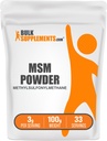 BulkSupplements.com MSM Powder - Methylsulfonylmetan, MSM Supplement, Næringstilskudd - Glutenfri, 3g per servering, 100g (3,5 oz) (Pack of 1)