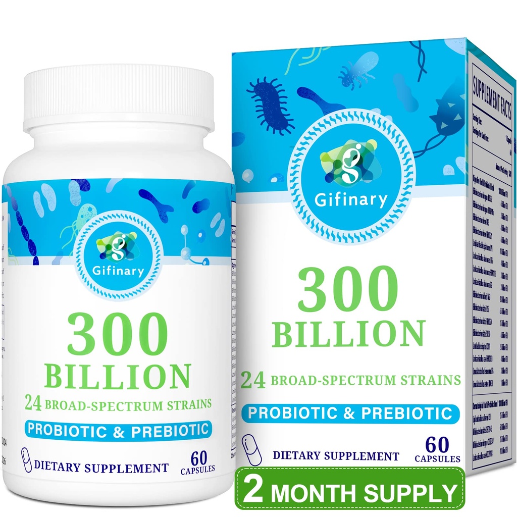 Probiotika for kvinner og menn - 300 milliarder CFU, 24 Strains Probiotika + 15 organiske urter Prebiotika for Digestive, Gut Helse, Immune, Diarrea og Hel-Body Helse - 2 måneders forsyning