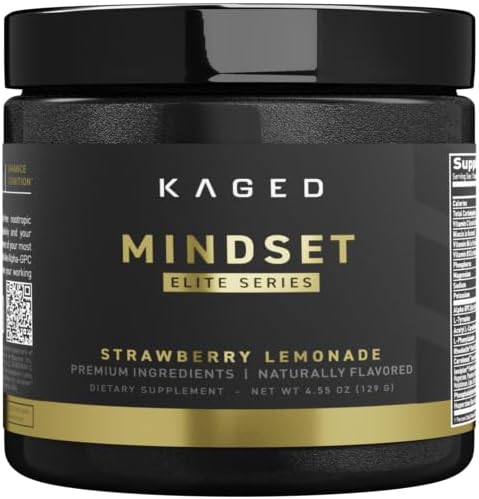 Kaged Nootropic Mindset Elite, Focus og Produktivitet Supplement, Stimulant Gratis, Støtter Arbeidsminne, Fokus og Mood *, Jordbær Lemonade - 30 Services