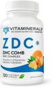 Vitamineraler ® ZD C, Zink Complex 50mg | Vitamin D3 250mcg | Vitamin C 500mg | Ginger | Lysin | Turmeric | Vegetariske kapsler | 120 Serveringer