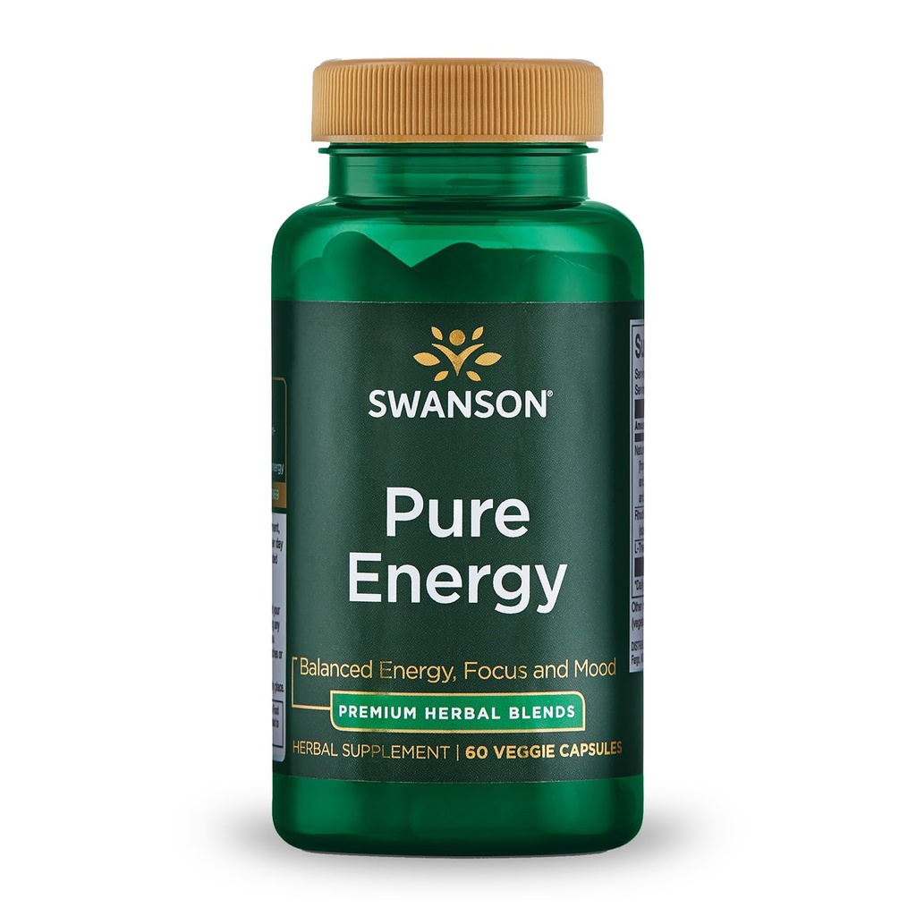 Swanson ren energimetabolisme Konsentrasjon Fokus Støtte Stress Management Adaptogene urter Herbal Supplement 60 Veggie Caps (Veg Caps) Vegan