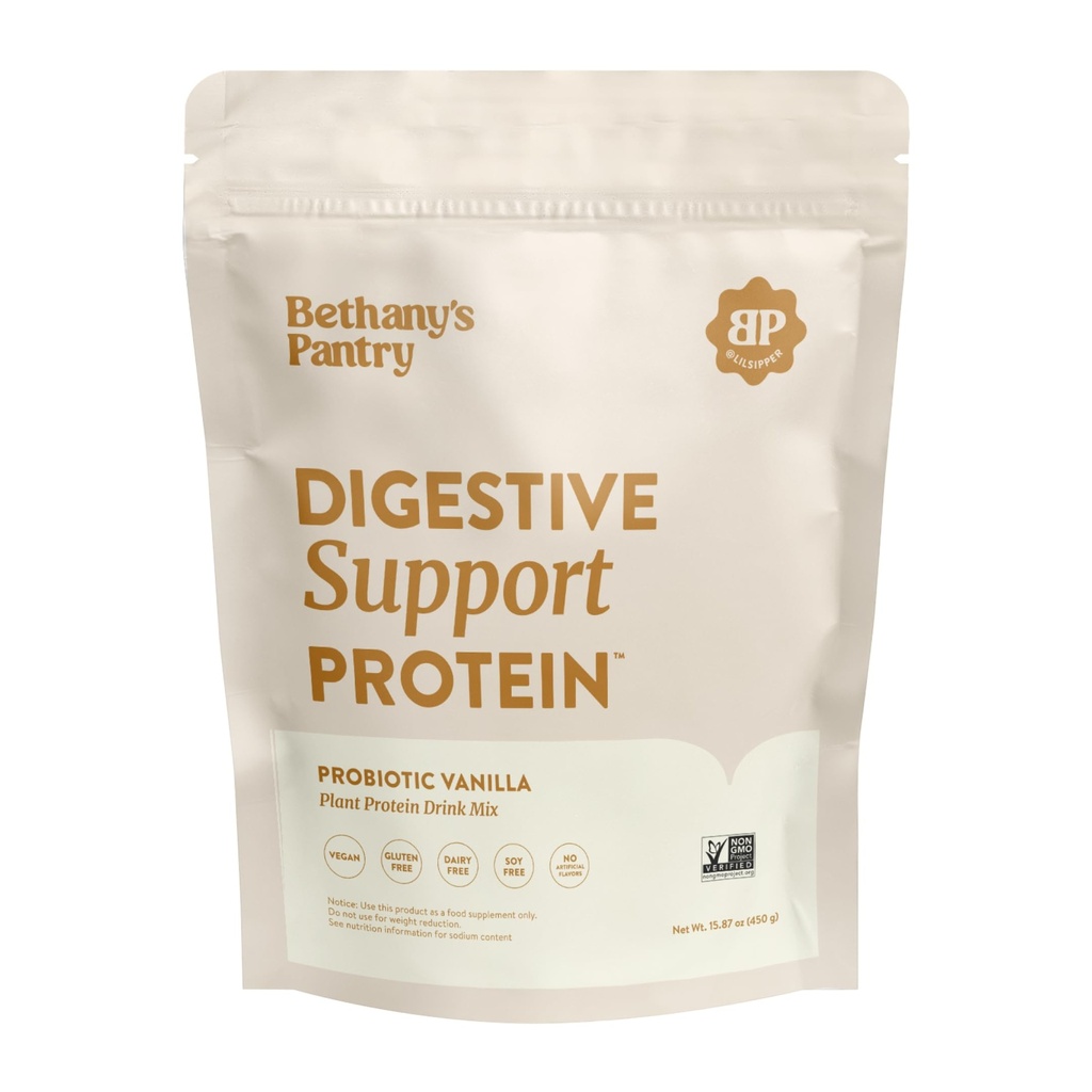 Nuzest Bethanys Pantry Digestive Support Protein - Probiotika for Digestive Helse – Clean Lean Protein - Premium Vegansk Pea Protein pulver – Plante Basert - 20 Serveringer, 1 pund (Pack of 1) - Vanilla