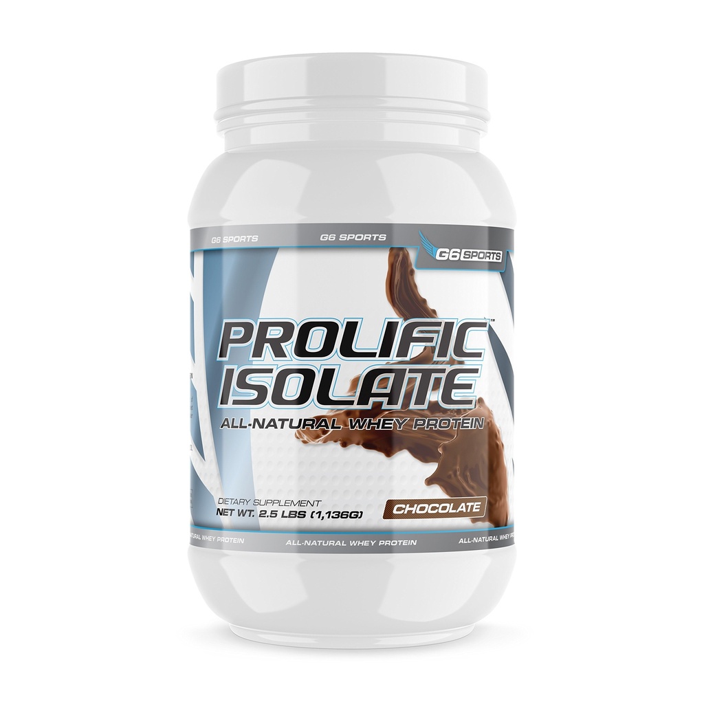 G6 Idrett Ernæring Prolific Isolere alle naturlige Whey Protein Isolate (Glutenfri, Laktosefri, Stevia Søt, 25g Protein, 100 kalorier) – 2,5lb Jar – Sjokolade