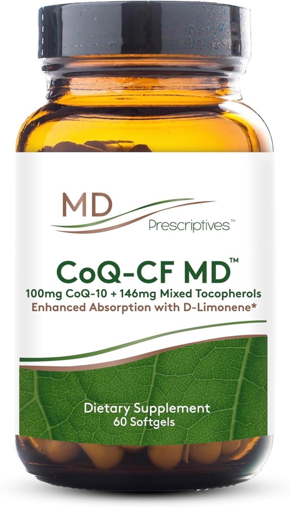 MD Prescriptives CoQ-CF MD - Coenzym Q10 kosttilskudd med vitamin E - CoQ10 100mg optimal absorpsjon formel - 1 kapsel daglig - 60 Softgels