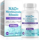 NAD Supplement for menn og kvinner - Liposomal Nicotinamid Riboside, Quercetin, NAD+ Supplement med Resveratrol 910mg - støtter muskel, hjerne, energi, 120 kapsler