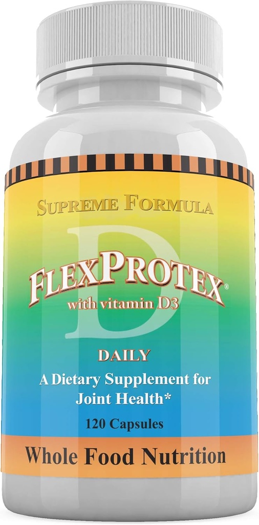 Daglig helse, Flexprotex D 884mg felles muskel støtte 120 kapsler Naturlig herbal gurkemeie chondroitin glukosamin Yucca Boswellia Hyaluronsyre Ashwagandha D3 Magnesium (1 måneds forsyning)