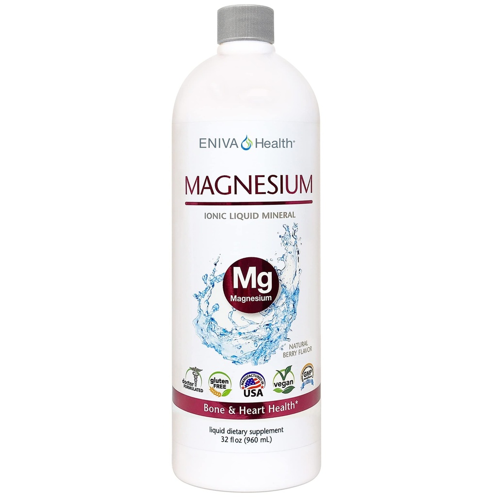 Liquid Ionic Magnesium Supplement (32oz) Digestiv helse, muskel energi og ben. Nullkalorier. Null sukker. av Eniva Health.