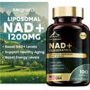 Liposomal NAD+ Supplement 1200 mg med Trans Resveratrol - Boost NAD+ Nivåer, energi og anti-aging støtte - Vegan, 100 Softgels