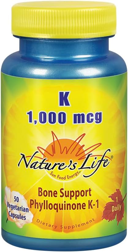 Naturens liv vitamin K 1000mcg | Phyllokinon K-1 Supplement, sunne bein og kardiovaskulær støtte