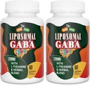 Liposomal GABA med L-Theanine kosttilskudd 1200mg - høy absorpsjon GABA Kompleks med Ashwagandha, Kamille, Tart Cherry Herbal Supplement for menn og kvinner, 120 Softgels