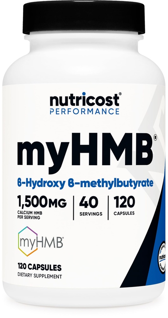 Nutricost myHMB Kapsler 1500MG Kalsium HMB Per servering, 120 Kapsler, 40 Serveringer - Performance Line, Kalsium B-Hydroxy B-Metylbutyrat Monohydrat