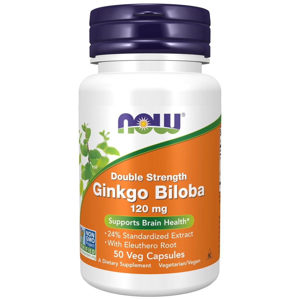 NU Mattilskudd, Ginkgo Biloba 120 mg, dobbel styrke, ikke-GMO prosjekt verifisert, 50 Veg Kapsler