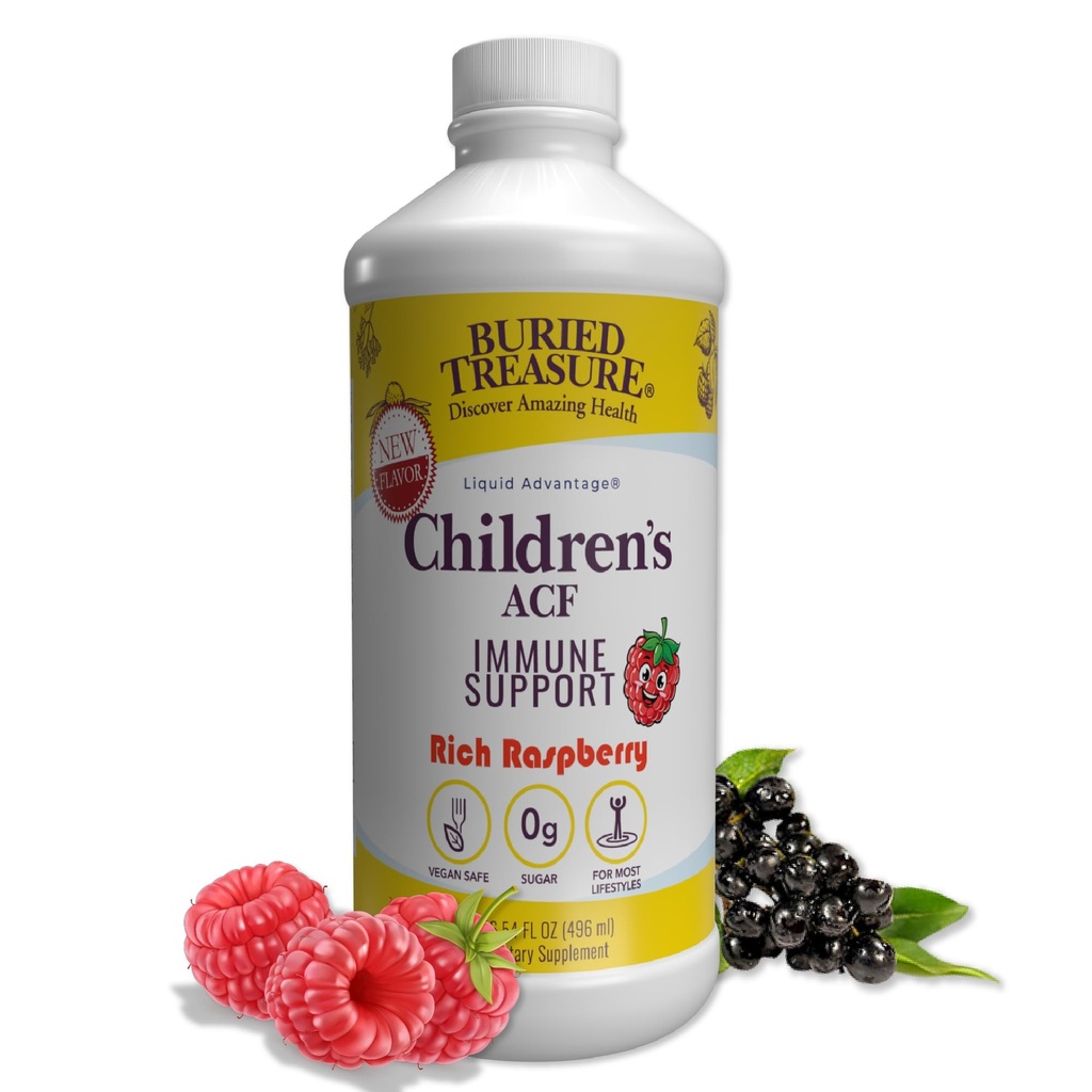 Begravet skatt barn ACF - 16oz. 16 Servering med eldrebær, vitamin C, sink, Echinacea for barn immun støtte, 0 sukker