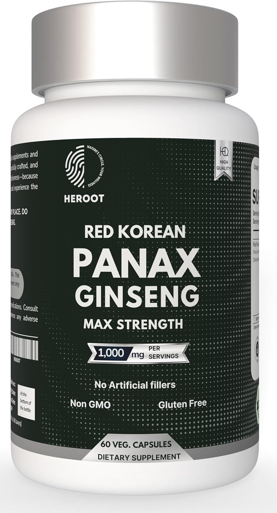 Panax Ginseng Capsule 500 MG Per Serving Energi, minne og hjerne helse støtte, ikke-GMO (pakke på 60 Capsule)