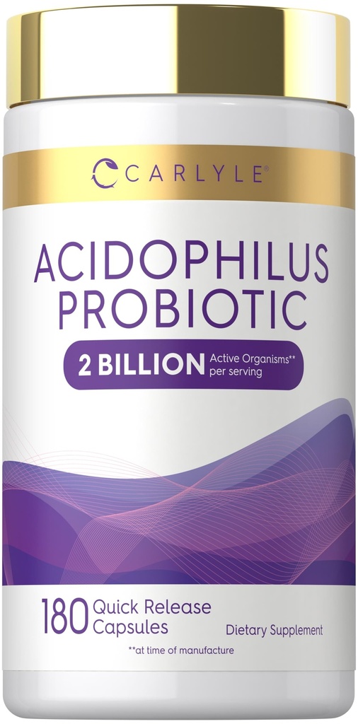 Carlyle Acidophilus Probiotic for kvinner & menns digestiv helse | 2 milliarder CFU | 180 Hurtigutgivelse Kapsler | Ikke-GMO & Glutenfri