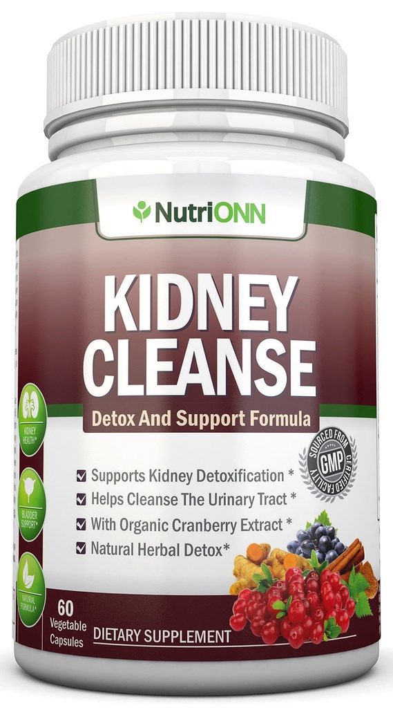 KIDNEY CLEANSE - Detox og støtte for urinveistrakt, Blader og nyrer - Alt naturlig Herbal Supplement Formula med organisk tranebær, Astragalus, Turmeric, Goldenrod, Grusrot, Juniper og mer