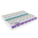 EZY DOSE ukentlig (7-dagers) pilleorganisator, vitaminbeholder, og daglig medisinplanlegger, 2X-store trykkknappsammenlikninger, artrittvennlig, enkel å bruke, 4 ganger om dagen, Clear Lids, BPA Gratis